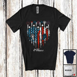 MacnyStore - Personalized Baseball Softball Heart American Flag, Proud 4th Of July Custom Name Sport Player Patriotic T-Shirt