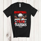 MacnyStore - Personalized Basketball Team Sleighs; Joyful Christmas Santa Sled Reindeer; Custom Name Sport Player T-Shirt