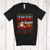 MacnyStore - Personalized Be Nice To The Bartender; Amusing Christmas Sweater Santa; Custom Name Jobs T-Shirt