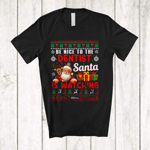 MacnyStore - Personalized Be Nice To The Dentist; Amusing Christmas Sweater Santa; Custom Name Jobs T-Shirt