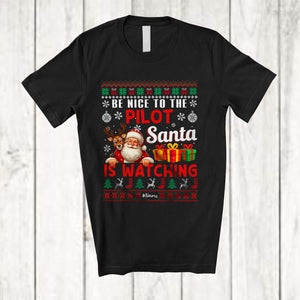 MacnyStore - Personalized Be Nice To The Pilot; Amusing Christmas Sweater Santa; Custom Name Jobs T-Shirt