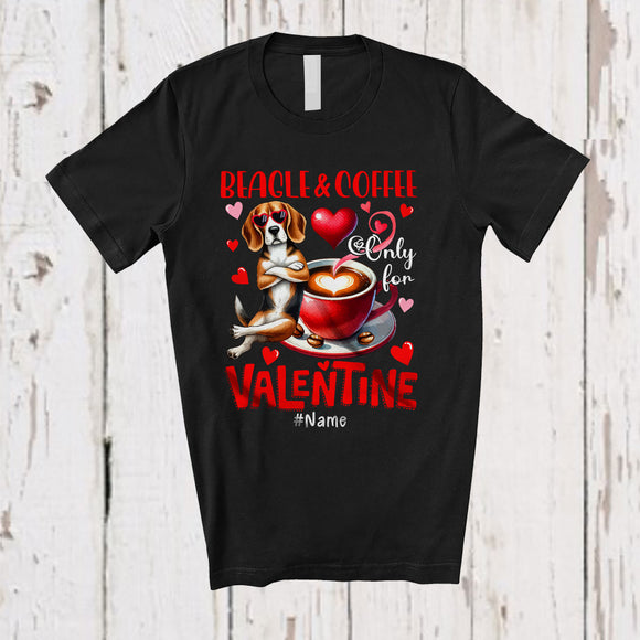 MacnyStore - Personalized Beagle And Coffee Only For Valentine; Lovely Custom Name Single; Animal T-Shirt