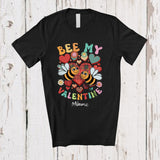 MacnyStore - Personalized Bee My Valentine; Lovely Plaid Hearts Custom Name Bee Lover; Flowers Couple T-Shirt