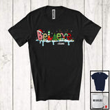 MacnyStore - Personalized Believe; Cheerful Christmas Plaid Custom Name Family; Snowing Around T-Shirt