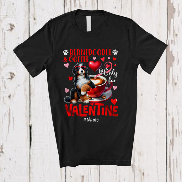 MacnyStore - Personalized Bernedoodles And Coffee Only For Valentine; Lovely Custom Name Single; Animal T-Shirt