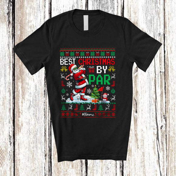 MacnyStore - Personalized Best Christmas By Par; Amusing Custom Name Santa Dad; Sweater Golf Player T-Shirt