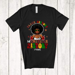 MacnyStore - Personalized Black History Is American History; Joyful Month Custom Name Women Afro; African T-Shirt