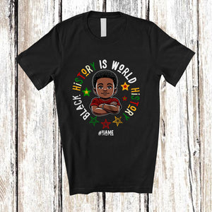 MacnyStore - Personalized Black History Is American History; Lovely Custom Name Afro Boy; Melanin African T-Shirt