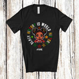 MacnyStore - Personalized Black History Is American History; Lovely Custom Name Afro Girl; Melanin African T-Shirt