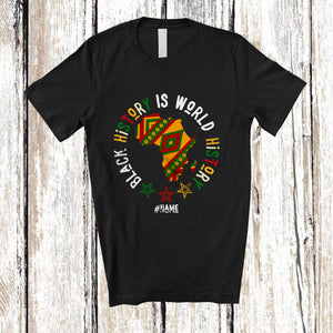 MacnyStore - Personalized Black History Is American History; Lovely Custom Name Afro Map; Melanin African T-Shirt