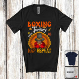 MacnyStore - Personalized Boxing Turkey Nap Repeat, Joyful Thanksgiving Fall Leaves, Custom Name Sport Player T-Shirt