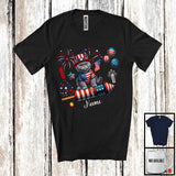 MacnyStore - Personalized British Shorthair Riding Firecracker, Lovely 4th Of July USA Flag Custom Name, Kitten Owner T-Shirt