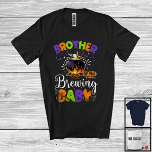 MacnyStore - Personalized Brother Of The Brewing Baby, Humorous Halloween Pregnancy Custom Name, Witch Family T-Shirt