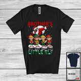 MacnyStore - Personalized Brother's Little Elf; Cheerful Christmas Dabbing Santa With Elf; Custom Name Family T-Shirt