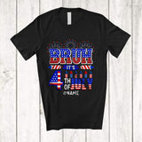 MacnyStore - Personalized Bruh It's 4th of July; Lovely American Flag Fireworks; Custom Name Family T-Shirt