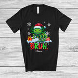 MacnyStore - Personalized Bruh; Lovely Christmas Santa Green Axolotl; Custom Name Axolotl Owner; Family T-Shirt