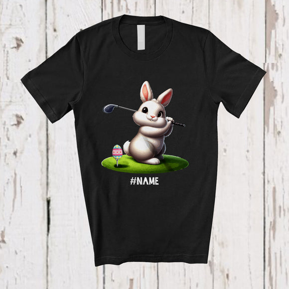 MacnyStore - Personalized Bunny Playing Golf Eggs; Joyful Easter Custom Name Sport Player Team T-Shirt