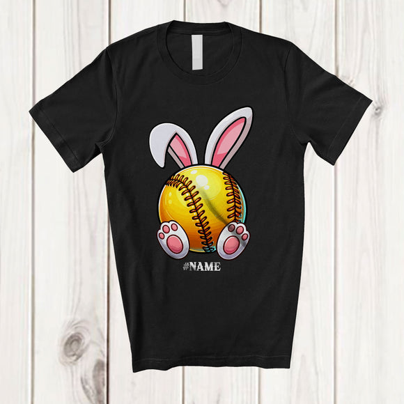 MacnyStore - Personalized Bunny Softball; Amazing Easter Day Bunny Softball Sport; Custom Name Player T-Shirt