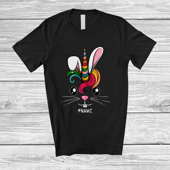 MacnyStore - Personalized Bunny Unicorn Face; Lovely Easter Unicorn; Women Girls Family Friends Group T-Shirt