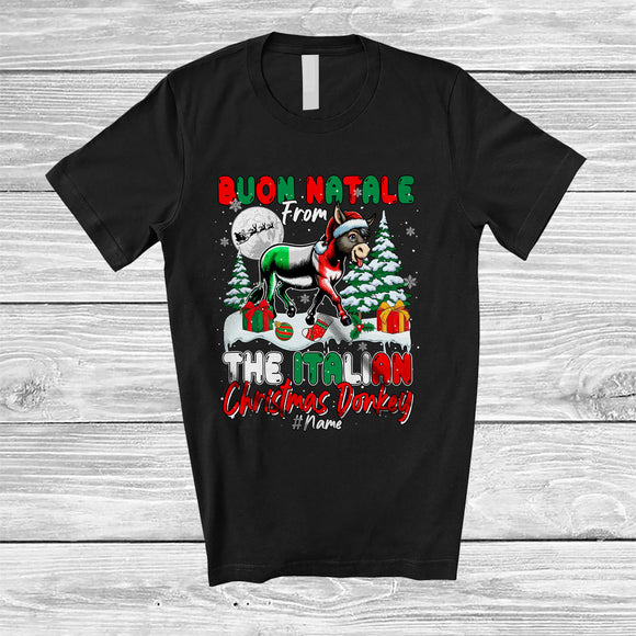 MacnyStore - Personalized Buon Natale From The Italian; Lovely Christmas Donkey Santa; Custom Name Farmer T-Shirt