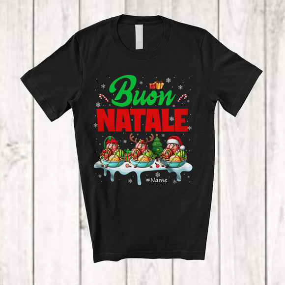 MacnyStore - Personalized Buon Natale; Wonderful Christmas Three Gelato; Custom Name Italian Food T-Shirt