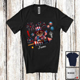 MacnyStore - Personalized Burmese Cat Riding Firecracker, Lovely 4th Of July USA Flag Custom Name, Kitten Owner T-Shirt