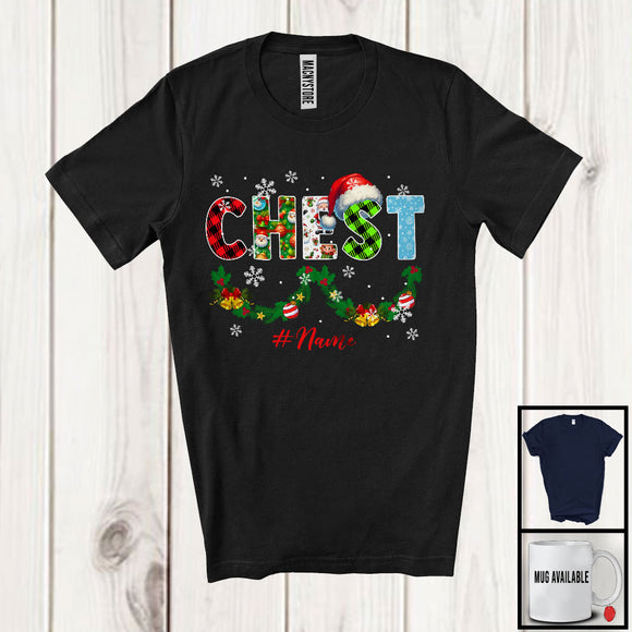 MacnyStore - Personalized CHEST; Awesome Christmas Plaid Santa Tinsel Ornaments; Custom Name Couple T-Shirt