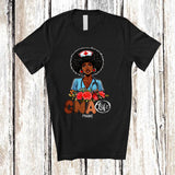 MacnyStore - Personalized CNA Life; Lovely Black History Month Afro Women; Custom Name African Nurse T-Shirt