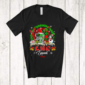 MacnyStore - Personalized CNA Squad; Fantastic Christmas Custom Name Nurse; Plaid Rainbow Snowman T-Shirt