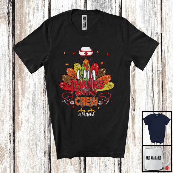 MacnyStore - Personalized CNA Thanksgiving Crew; Amazing Thanksgiving Turkey Tail; Custom Name Nurse T-Shirt