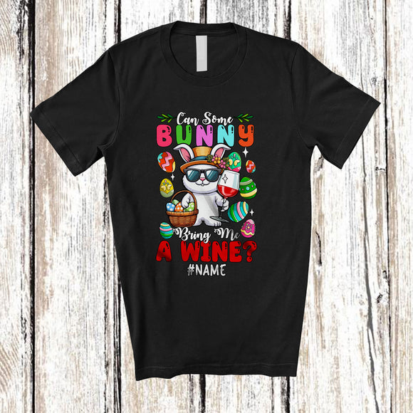 MacnyStore - Personalized Can Some Bunny Bring Me A Wine Joyful Easter Custom Name Bunny Drinking T-Shirt