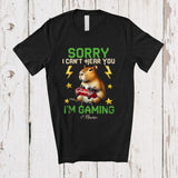 MacnyStore - Personalized Can't Hear You I'm Gaming; Lovely Kawaii Capybara Playing Game; Custom Name Gamer T-Shirt