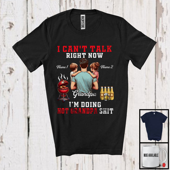 MacnyStore - Personalized Can't Talk Right Now, Humorous Father's Day Custom Name Grandpa, BBQ Drinking T-Shirt