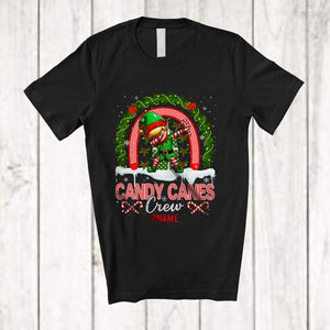 MacnyStore - Personalized Candy Canes Crew; Amusing Christmas Custom Name ELF Dabbing; Rainbow T-Shirt