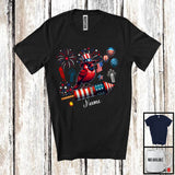 MacnyStore - Personalized Cardinal Bird Riding Firecracker, Lovely 4th Of July USA Flag Custom Name, Bird Animal T-Shirt