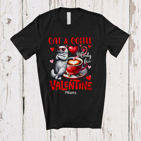 MacnyStore - Personalized Cat And Coffee Only For Valentine; Lovely Custom Name Single; Animal T-Shirt