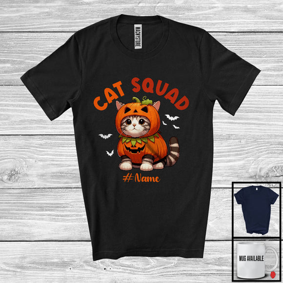 MacnyStore - Personalized Cat Squad; Lovely Halloween Custom Name Cat Pumpkin Cosplay; Animal T-Shirt