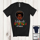 MacnyStore - Personalized Celebrate Juneteenth, Lovely Custom Name Black Afro Boy Messy Hair, Proud African T-Shirt