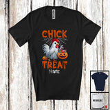 MacnyStore - Personalized Chick Or Treat, Humorous Halloween Custom Name Hen Chicken, Trick Or Treat Farmer T-Shirt