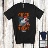 MacnyStore - Personalized Chick Or Treat, Humorous Halloween Custom Name Rooster Chicken, Trick Or Treat Farmer T-Shirt