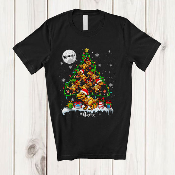 MacnyStore - Personalized Chicken Nuggets T-Rex Christmas Tree; Amazing Custom Name Cosplay Dinosaur T-Shirt