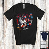 MacnyStore - Personalized Chicken Riding Firecracker, Lovely 4th Of July USA Flag Custom Name, Farm Animal T-Shirt