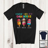 MacnyStore - Personalized Chillin' With My Daughters; Colorful Summer Custom Name Three Ice Creams T-Shirt