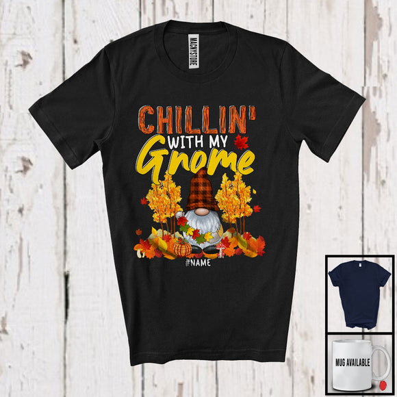 MacnyStore - Personalized Chillin' With My Gnome; Lovely Thanksgiving Custom Name 1 Gnome Plaid T-Shirt