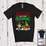 MacnyStore - Personalized Chillin' With My Gnomies; Humorous Christmas Custom Name 2 Gnomes; Family T-Shirt