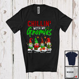 MacnyStore - Personalized Chillin' With My Gnomies; Humorous Christmas Custom Name 4 Gnomes; Family T-Shirt