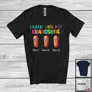 MacnyStore - Personalized Chillin' With My Grandsons; Lovely Three Sausage Custom Name; Food Lover T-Shirt