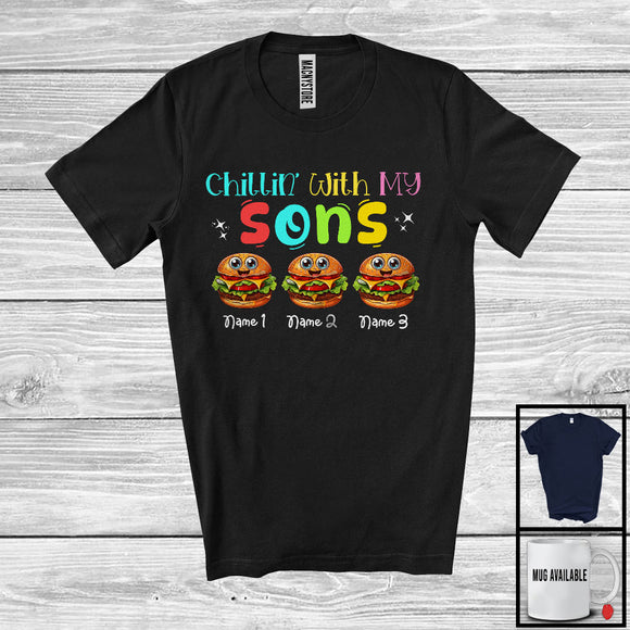 MacnyStore - Personalized Chillin' With My Son; Lovely Three Hamburger Custom Name; Food Lover T-Shirt