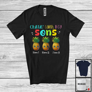 MacnyStore - Personalized Chillin' With My Son; Lovely Three Pineapple Custom Name; Vegetables Lover T-Shirt