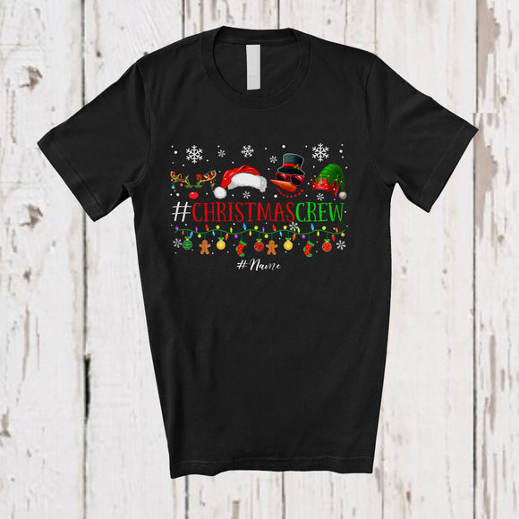 MacnyStore - Personalized Christmas Crew; Joyful Custom Name Santa Elf Reindeer Snowman; Family Group T-Shirt